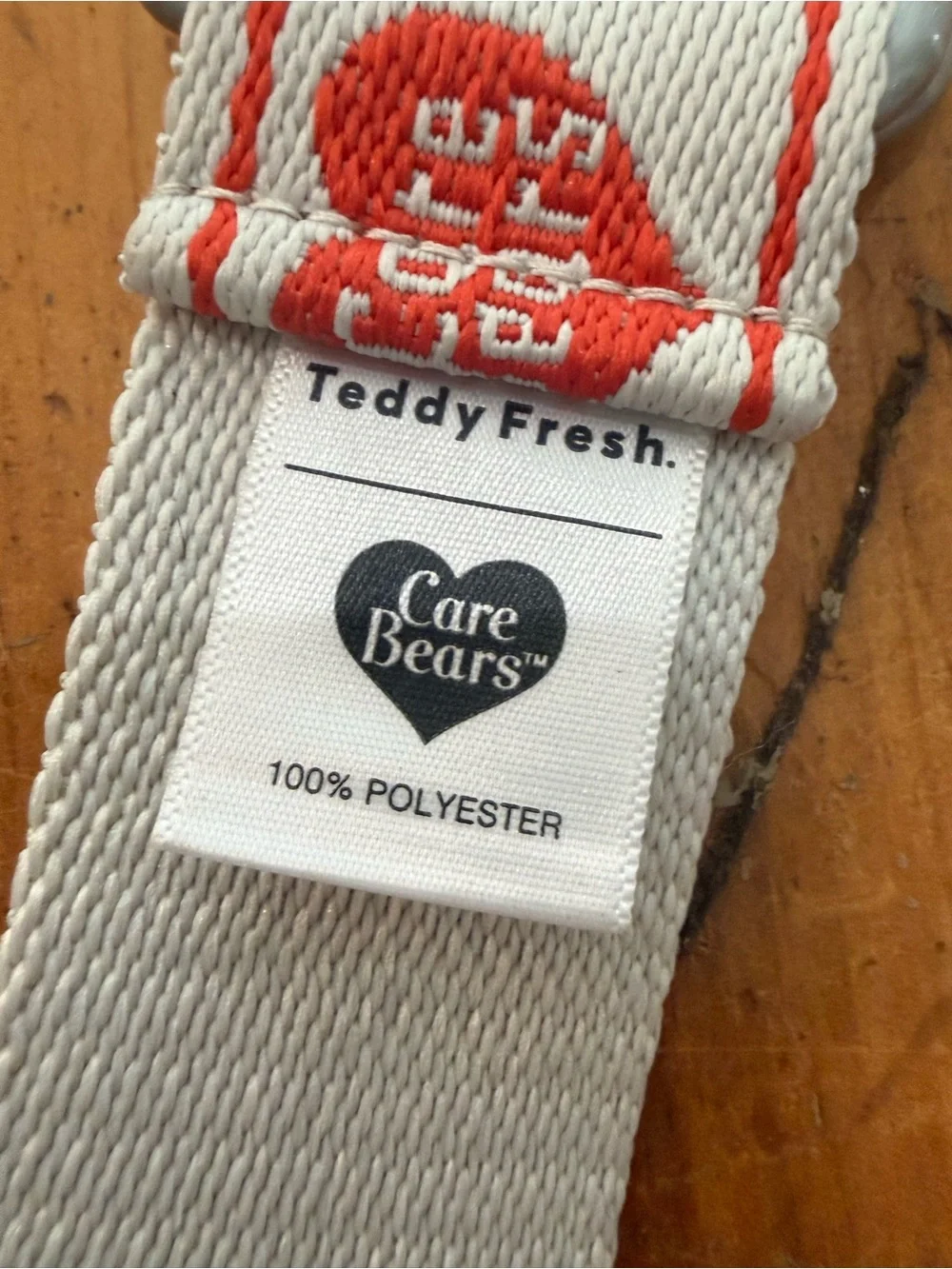 Care Bears TeddyFresh Logo Woven Strap in Cream and Red Rare